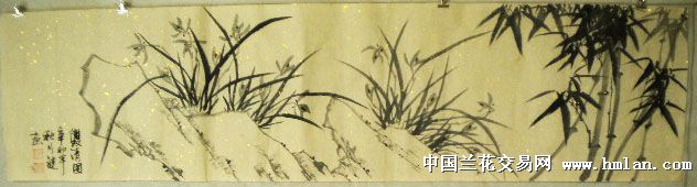 长条水墨兰花横幅