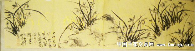长条水墨兰花横幅