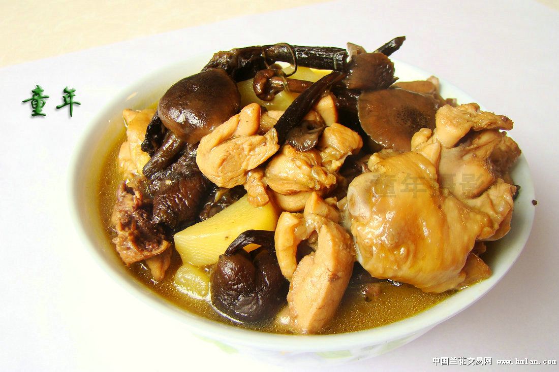 东北美食 中午吃的小鸡炖蘑菇-心情故事-中国兰花交易网社区